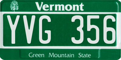 VT license plate YVG356