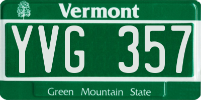 VT license plate YVG357