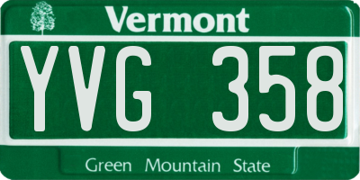 VT license plate YVG358