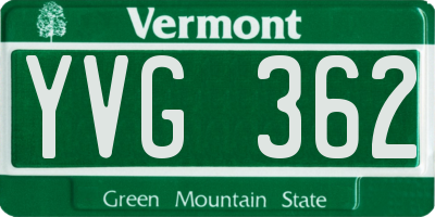 VT license plate YVG362