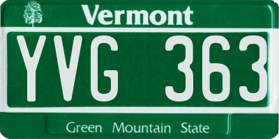 VT license plate YVG363