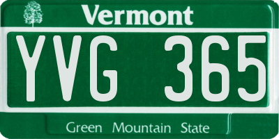 VT license plate YVG365