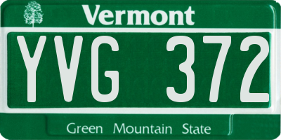 VT license plate YVG372