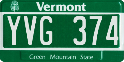 VT license plate YVG374