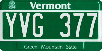 VT license plate YVG377