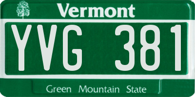 VT license plate YVG381
