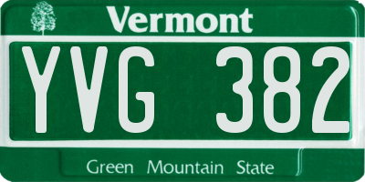 VT license plate YVG382