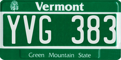 VT license plate YVG383
