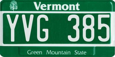 VT license plate YVG385