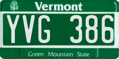 VT license plate YVG386