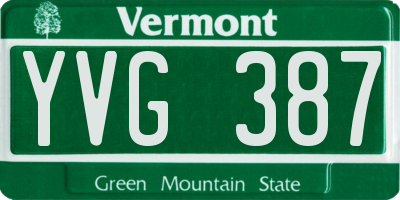 VT license plate YVG387