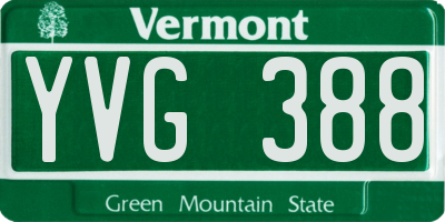 VT license plate YVG388