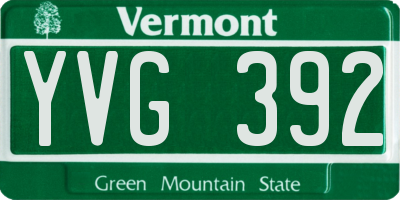 VT license plate YVG392