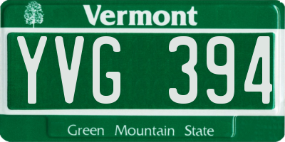 VT license plate YVG394