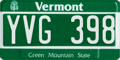 VT license plate YVG398