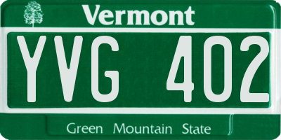 VT license plate YVG402