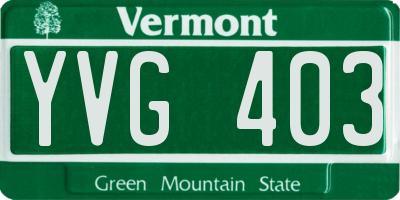 VT license plate YVG403