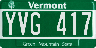 VT license plate YVG417