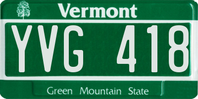 VT license plate YVG418