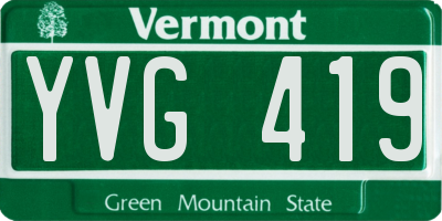 VT license plate YVG419