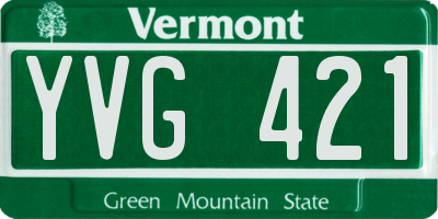 VT license plate YVG421