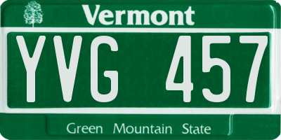 VT license plate YVG457