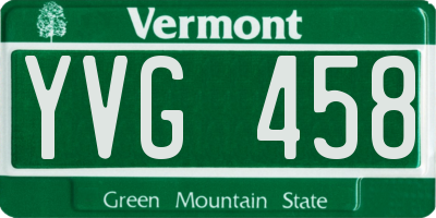 VT license plate YVG458