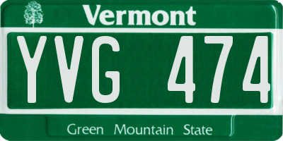 VT license plate YVG474