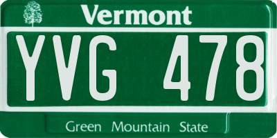 VT license plate YVG478