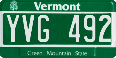 VT license plate YVG492