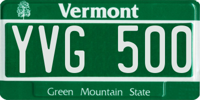 VT license plate YVG500