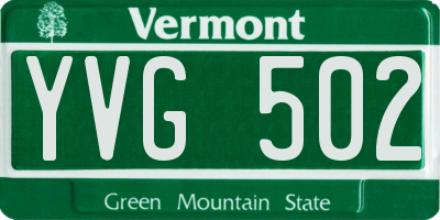 VT license plate YVG502