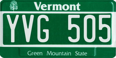 VT license plate YVG505