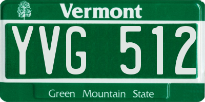 VT license plate YVG512