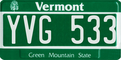 VT license plate YVG533
