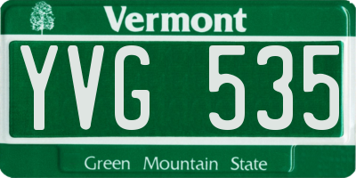 VT license plate YVG535