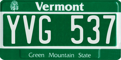 VT license plate YVG537
