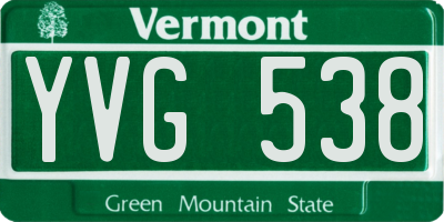 VT license plate YVG538