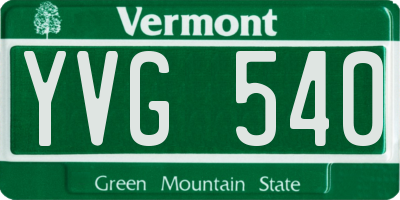 VT license plate YVG540