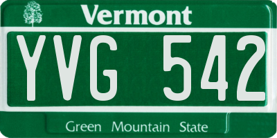 VT license plate YVG542