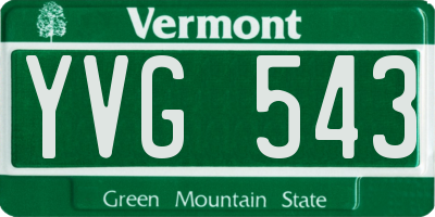 VT license plate YVG543