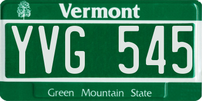 VT license plate YVG545