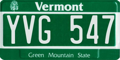 VT license plate YVG547