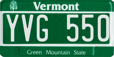VT license plate YVG550