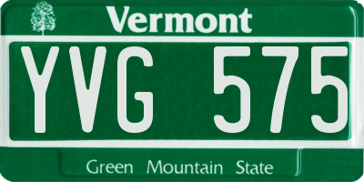 VT license plate YVG575