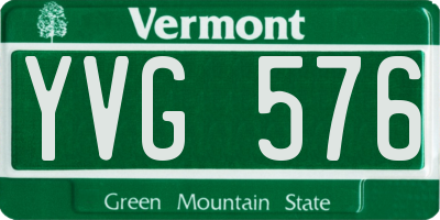 VT license plate YVG576