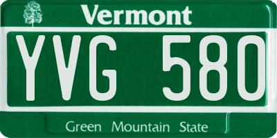 VT license plate YVG580