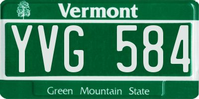 VT license plate YVG584