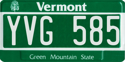 VT license plate YVG585