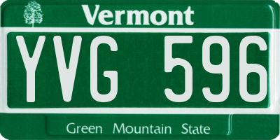 VT license plate YVG596
